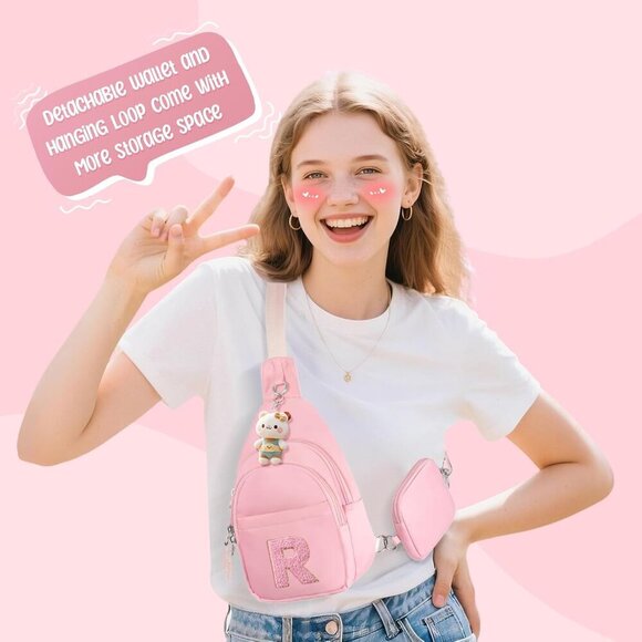 Cute Adjustable Pink Fanny Pack with Wallet for Tween Girls 6-14 Years Old - Picture 2 of 7